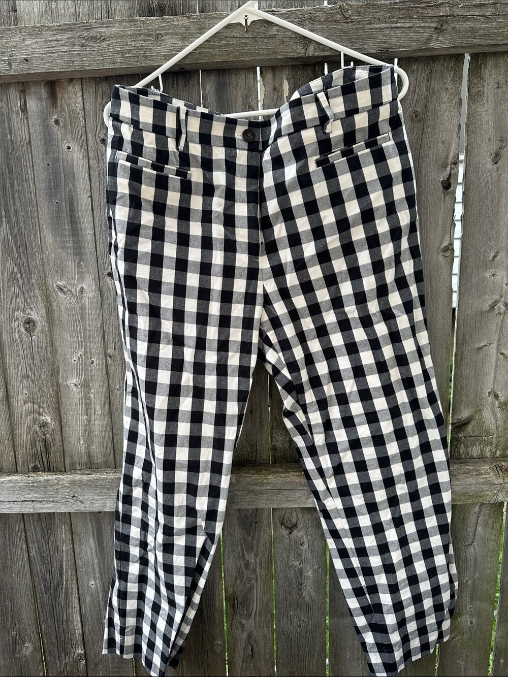 Ann Taylor Black & White Gingham Straight-Leg Pants